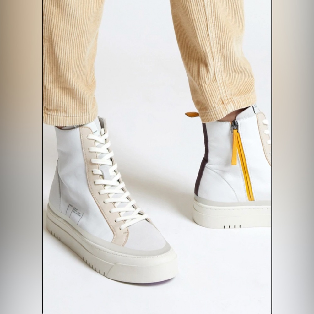 Oncept Women's US Size 8 Lisbon High Top Sneakers in White/Cloud Cappuccino